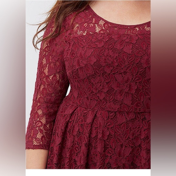 22W Lane Bryant Fit and Flare Lace Illusion Dress with High-Low Hemline - Picture 4 of 17